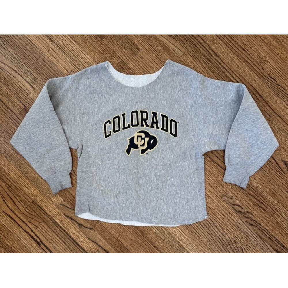 University Of Colorado Custom Distressed Heather Gray Sweatshirt - M
